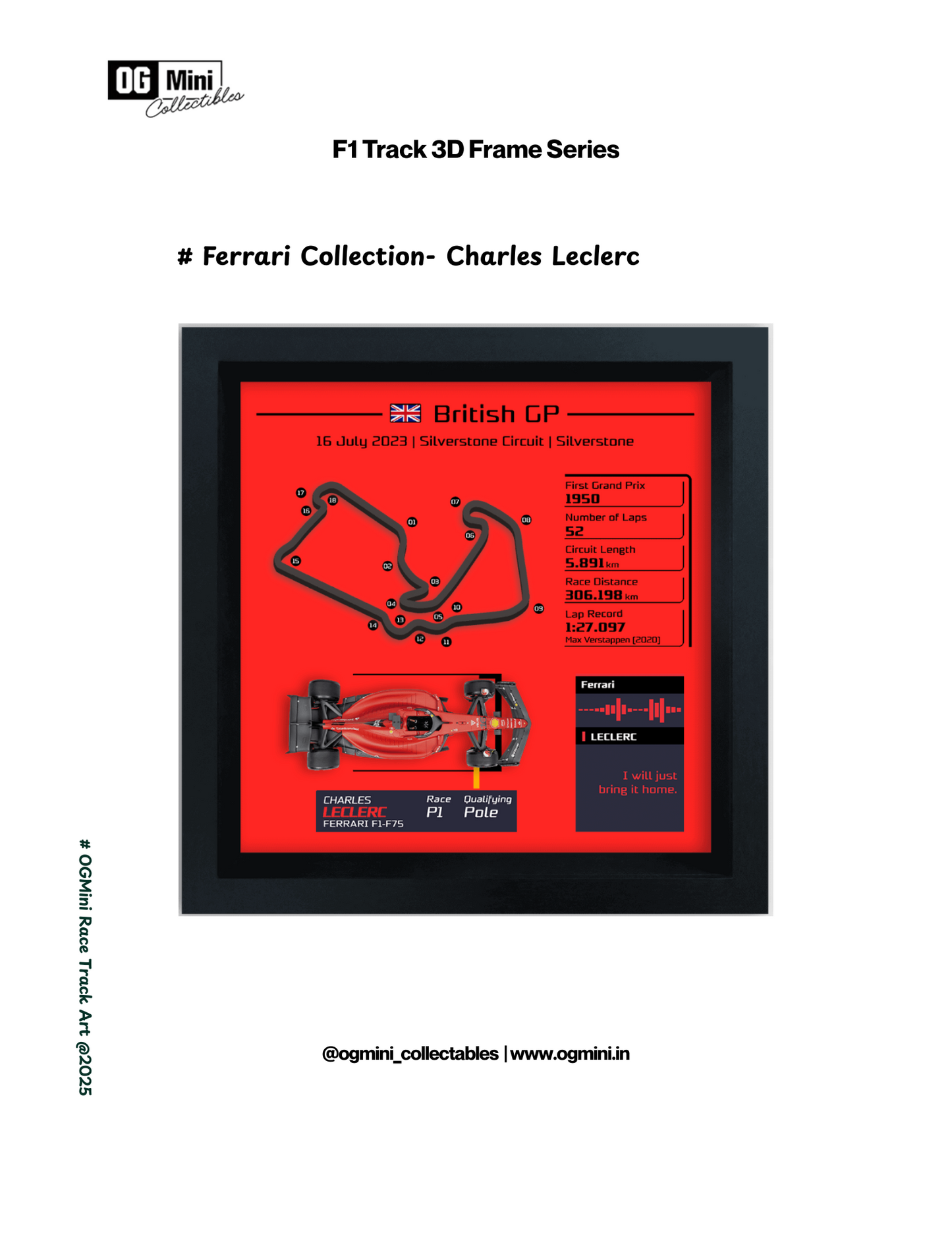 F1 Track 3D Frame Series - Ferrari Collection