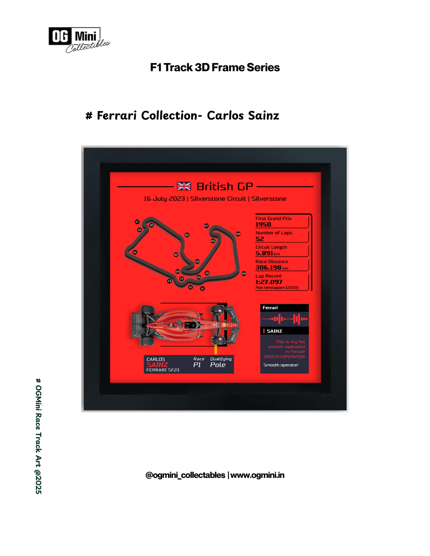 F1 Track 3D Frame Series - Ferrari Collection