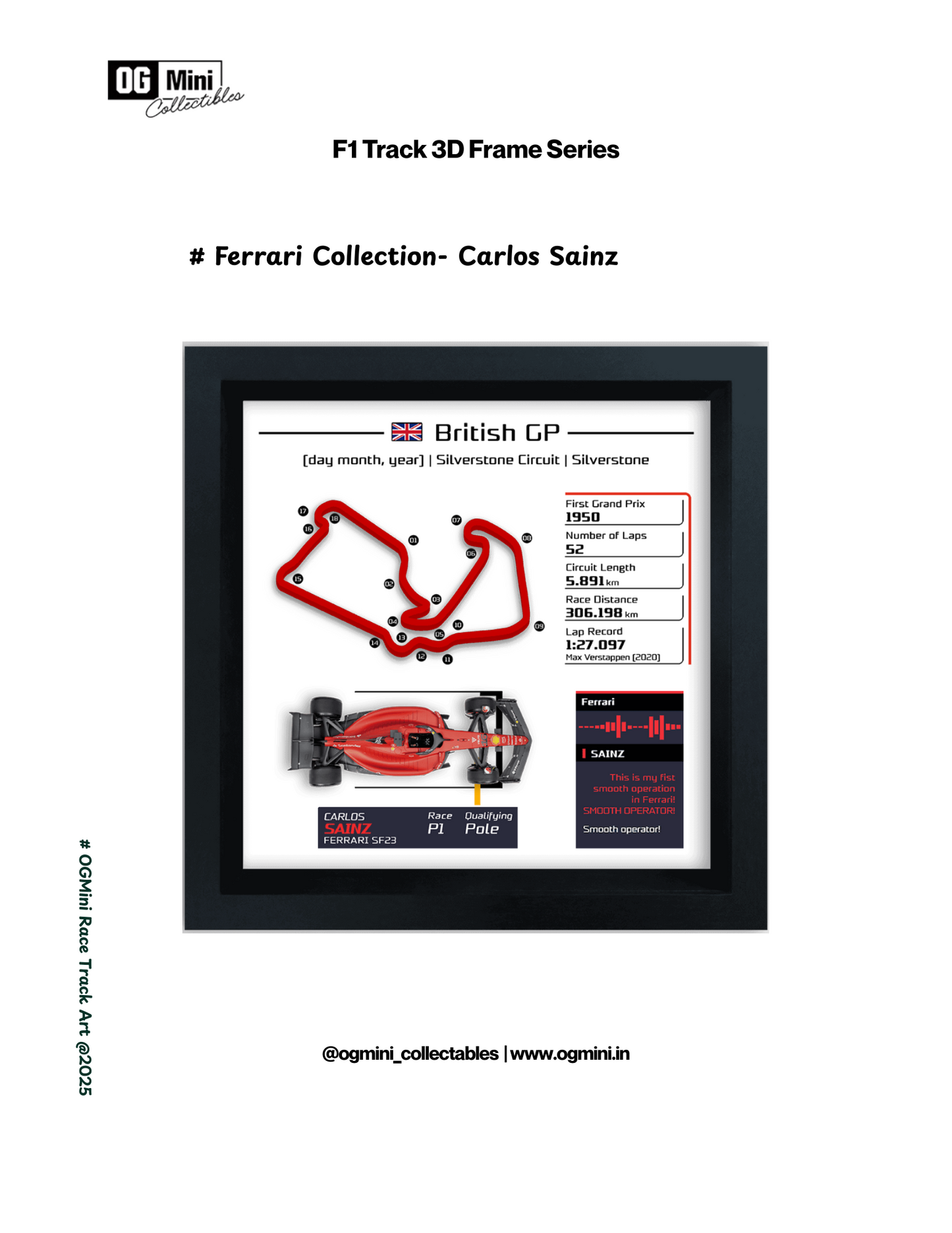 F1 Track 3D Frame Series - Ferrari Collection