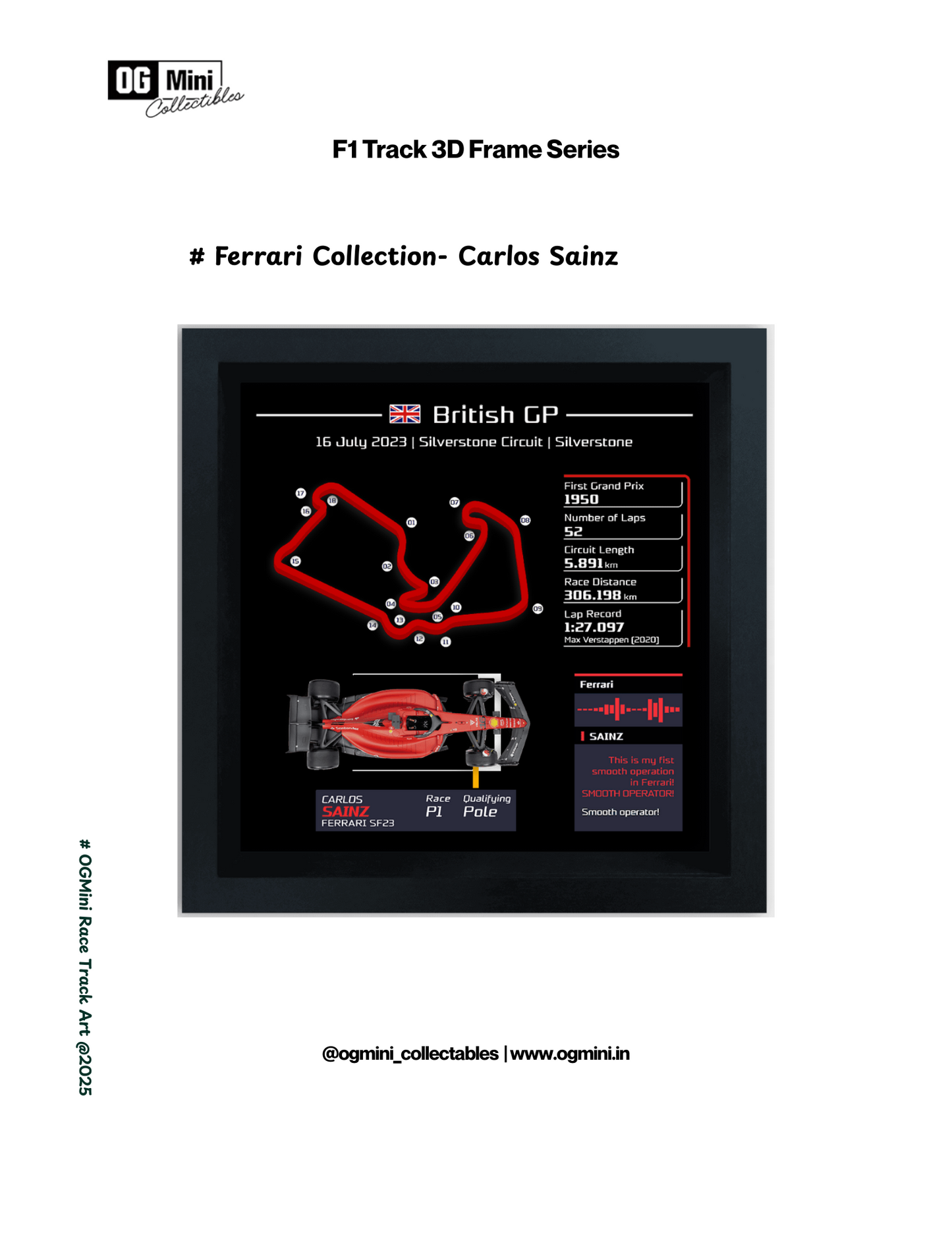 F1 Track 3D Frame Series - Ferrari Collection