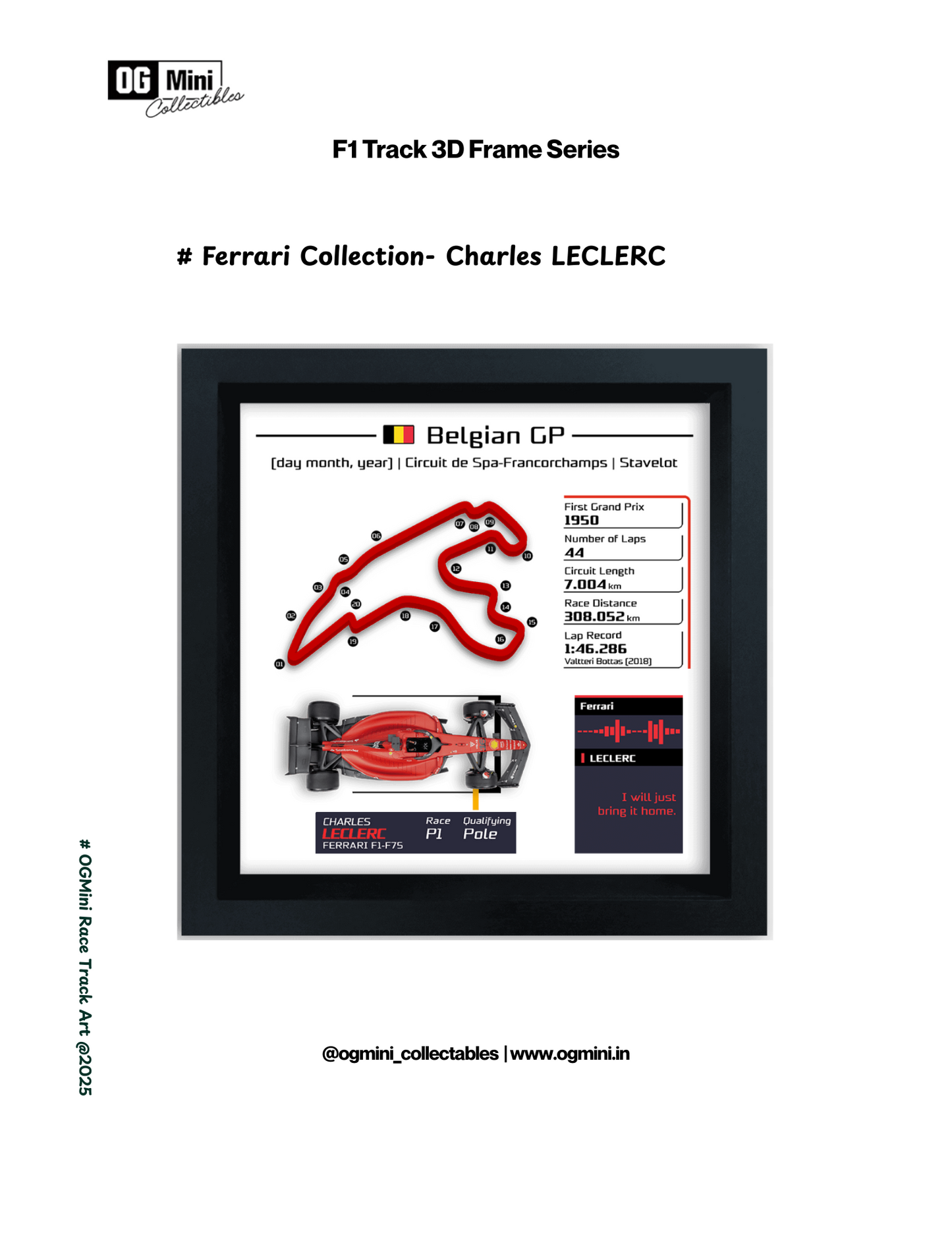 F1 Track 3D Frame Series - Ferrari Collection