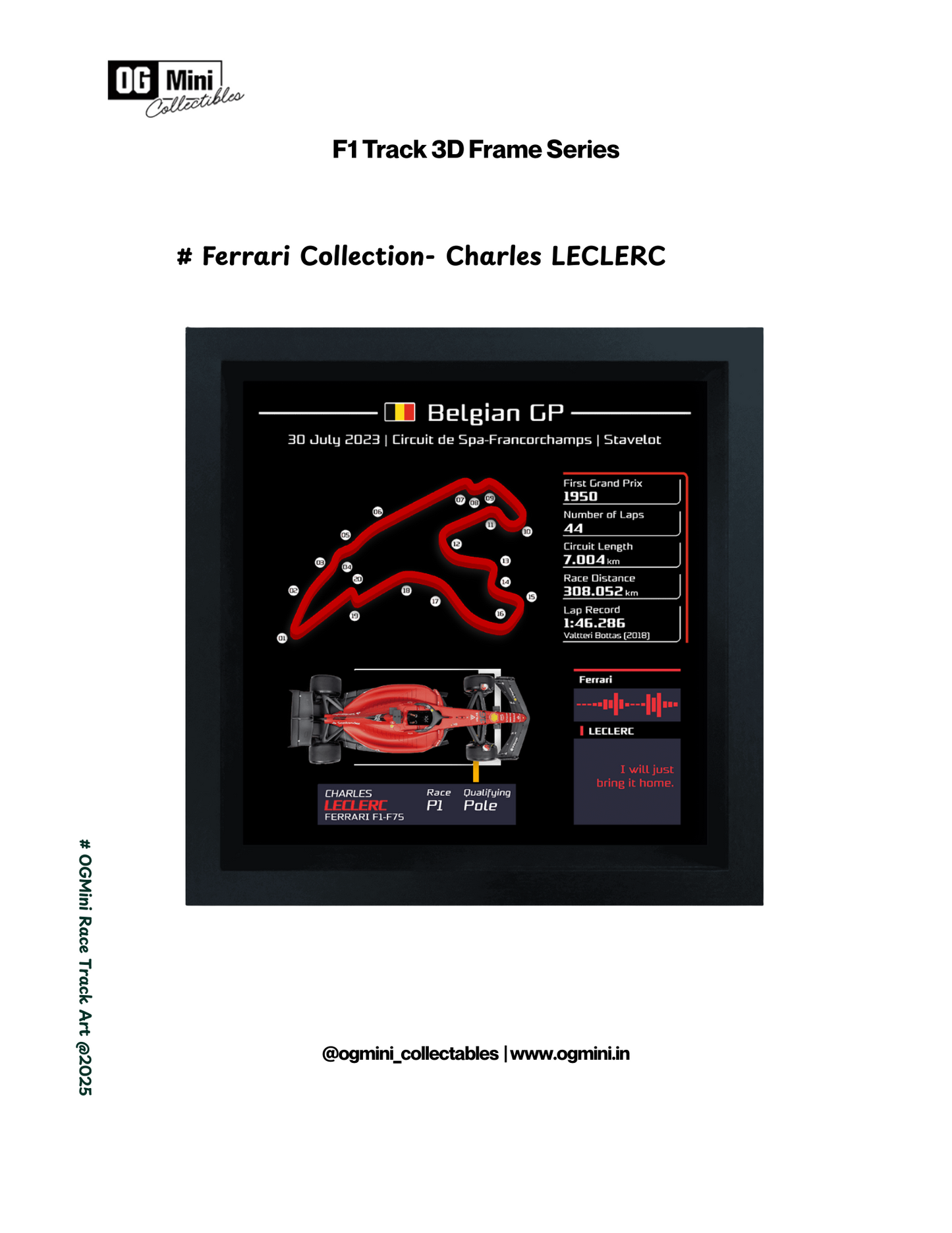 F1 Track 3D Frame Series - Ferrari Collection