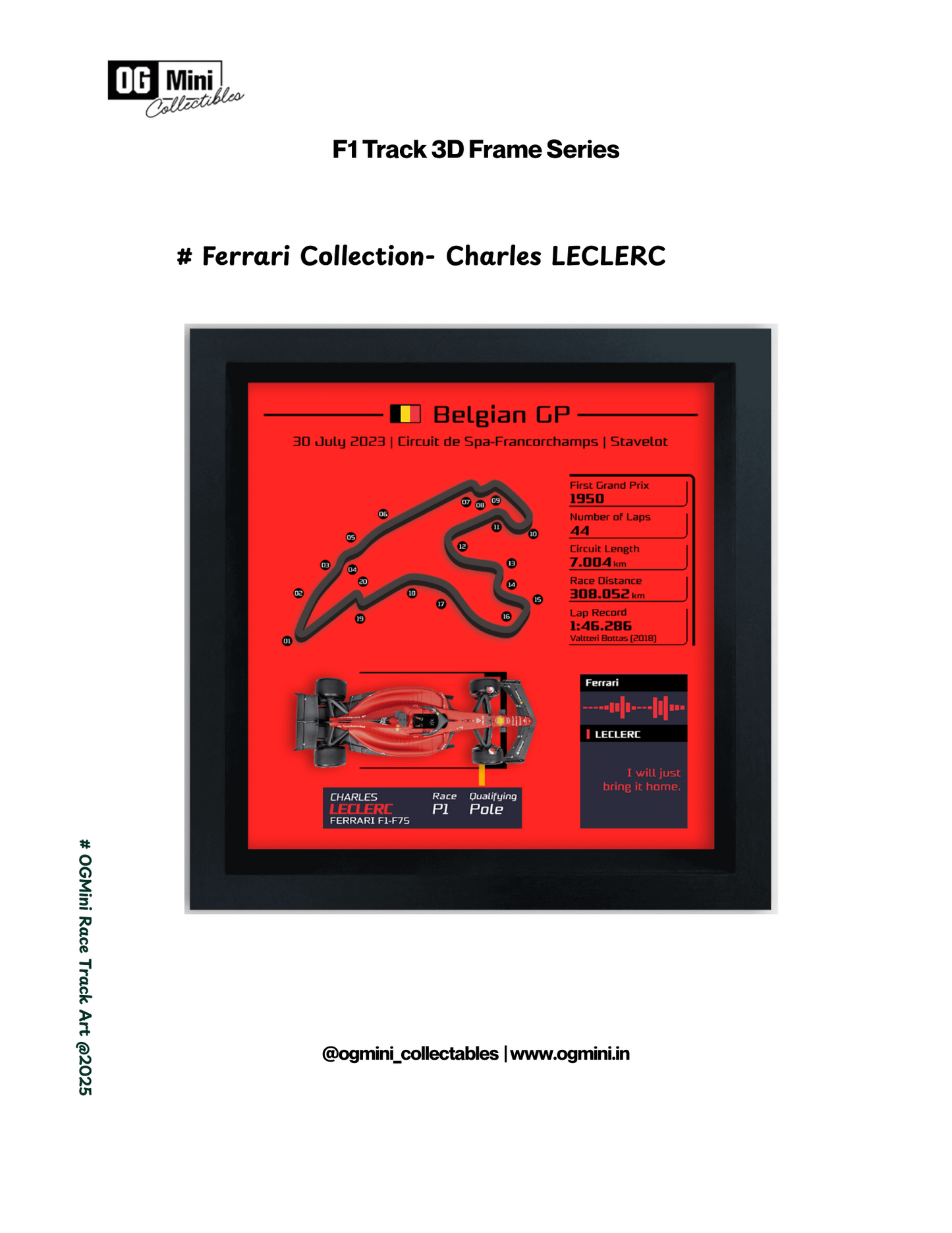 F1 Track 3D Frame Series - Ferrari Collection