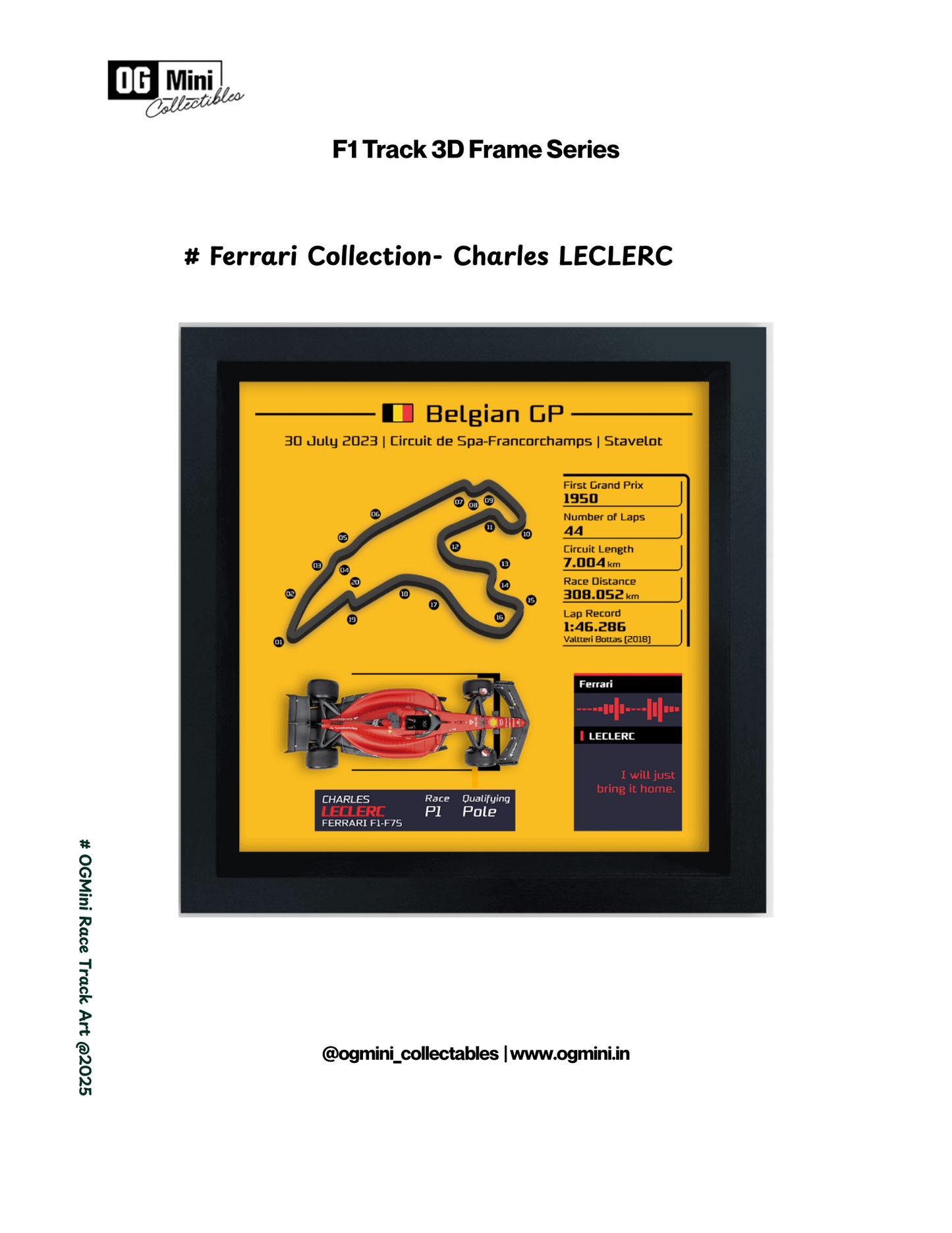 F1 Track 3D Frame Series - Ferrari Collection