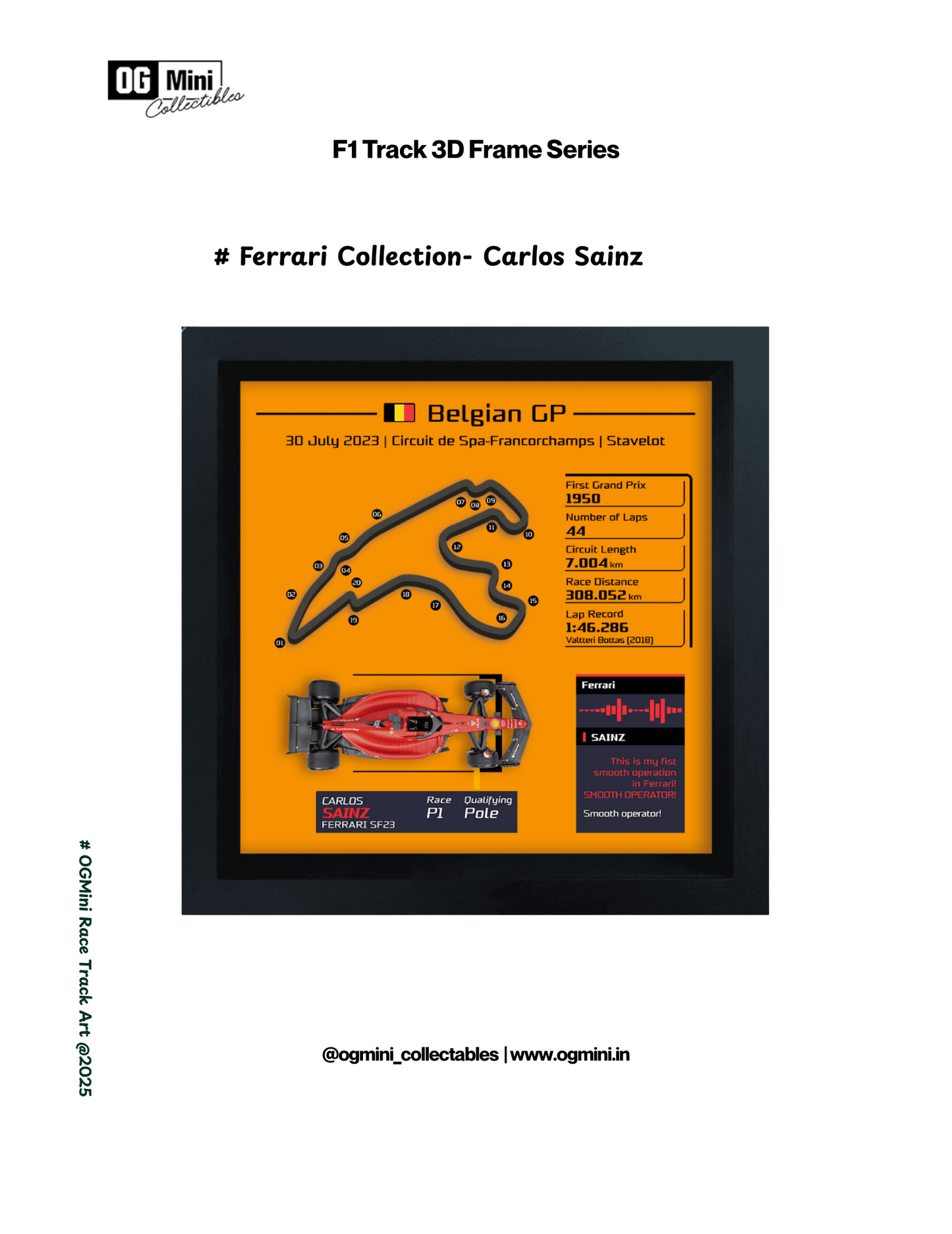 F1 Track 3D Frame Series - Ferrari Collection