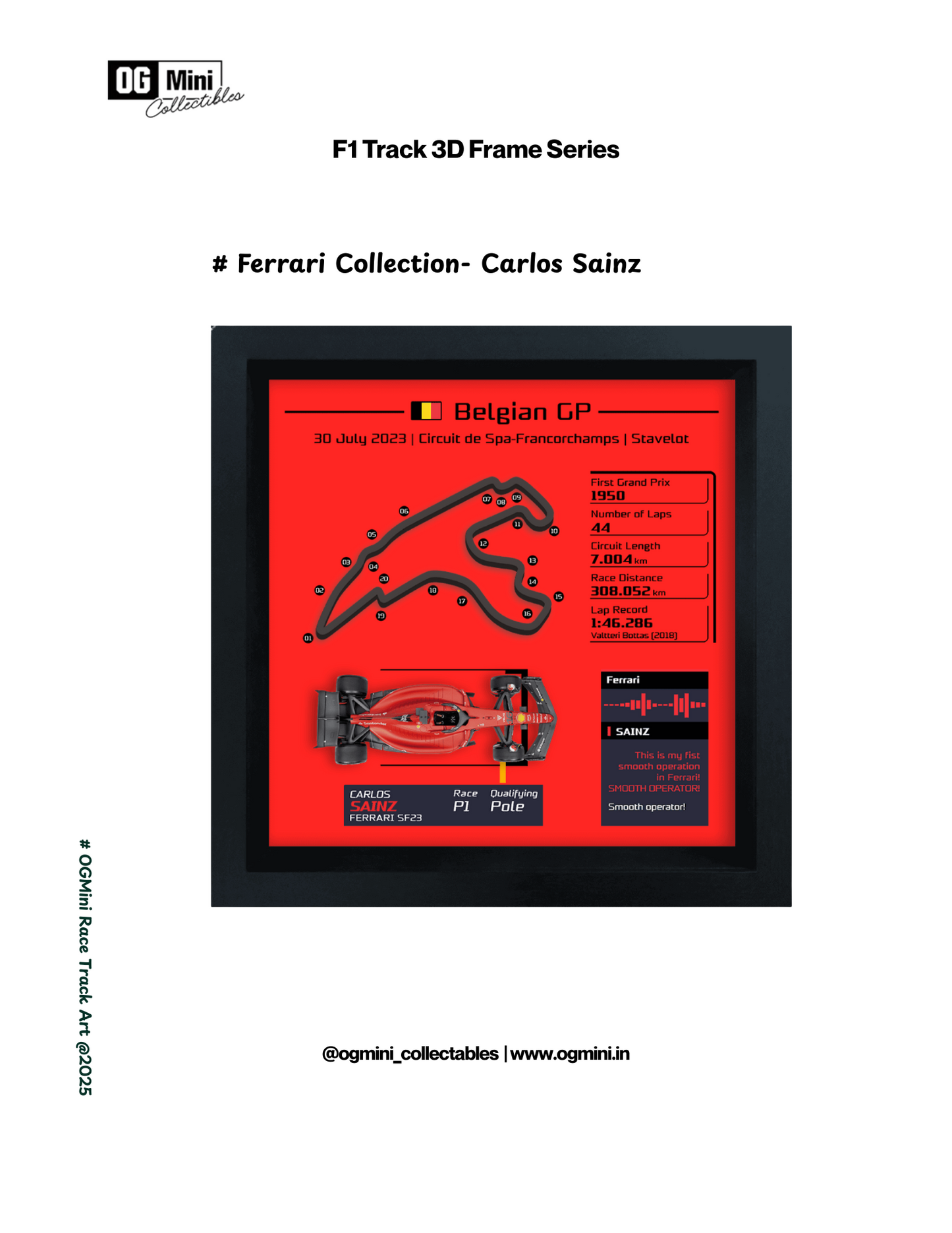 F1 Track 3D Frame Series - Ferrari Collection