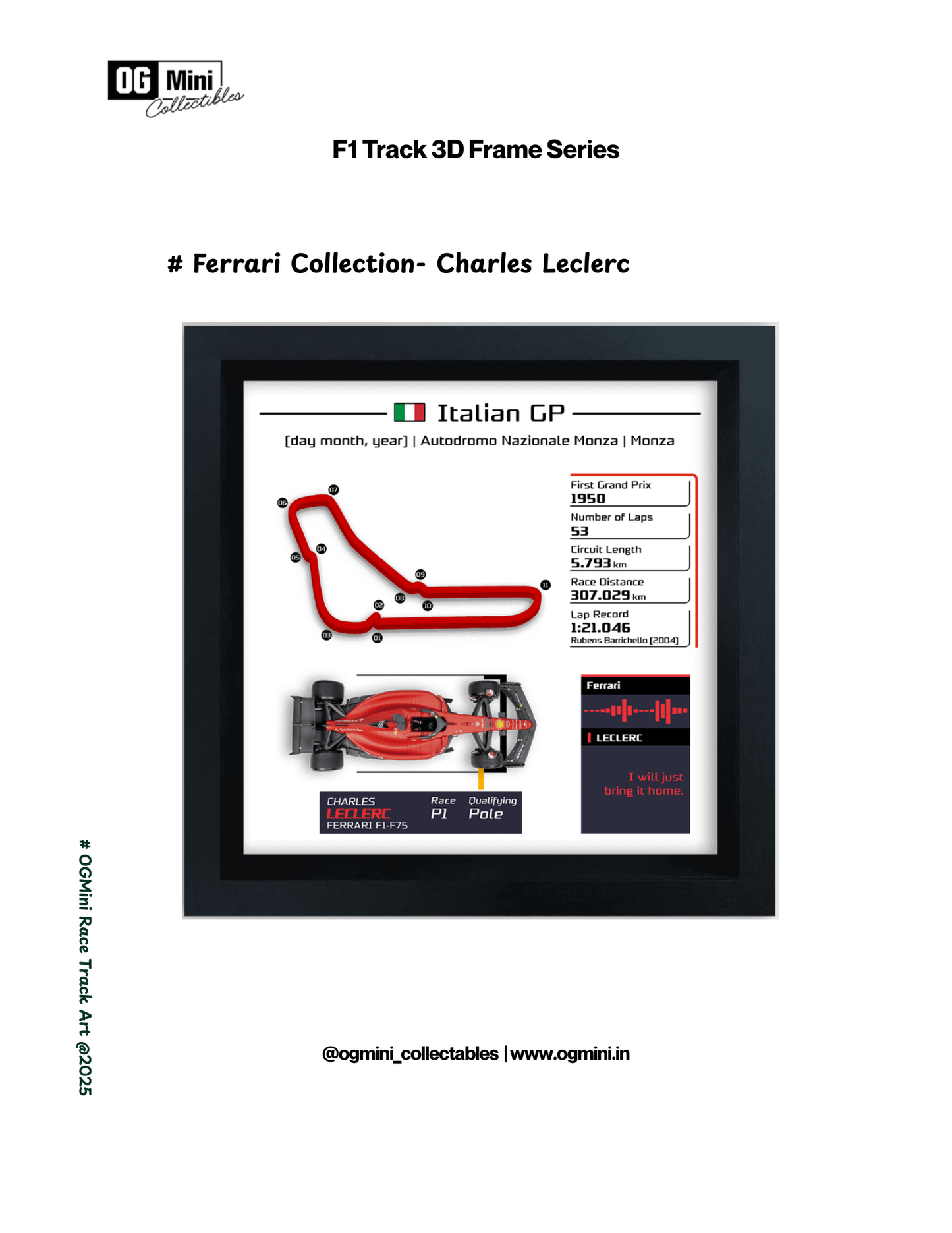 F1 Track 3D Frame Series - Ferrari Collection