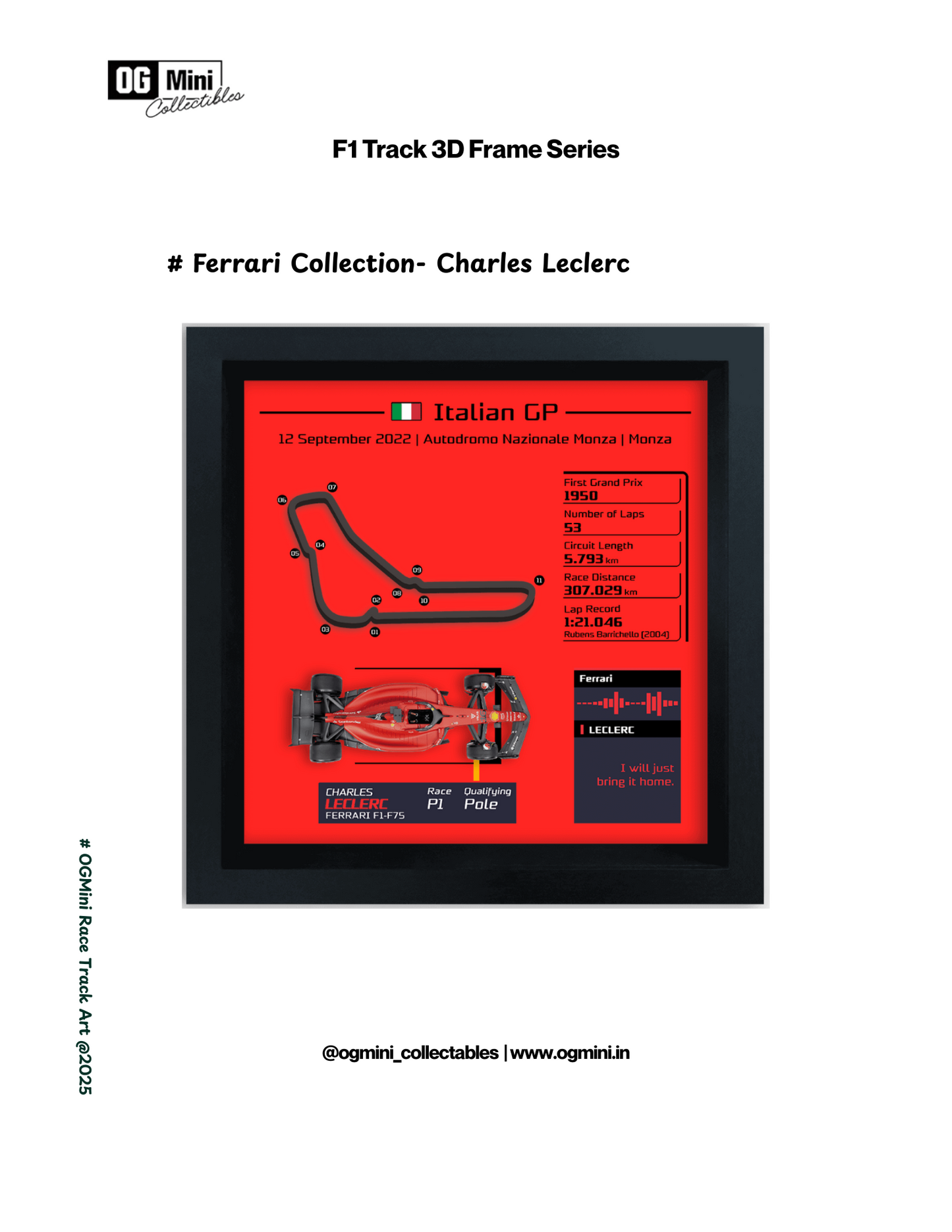 F1 Track 3D Frame Series - Ferrari Collection