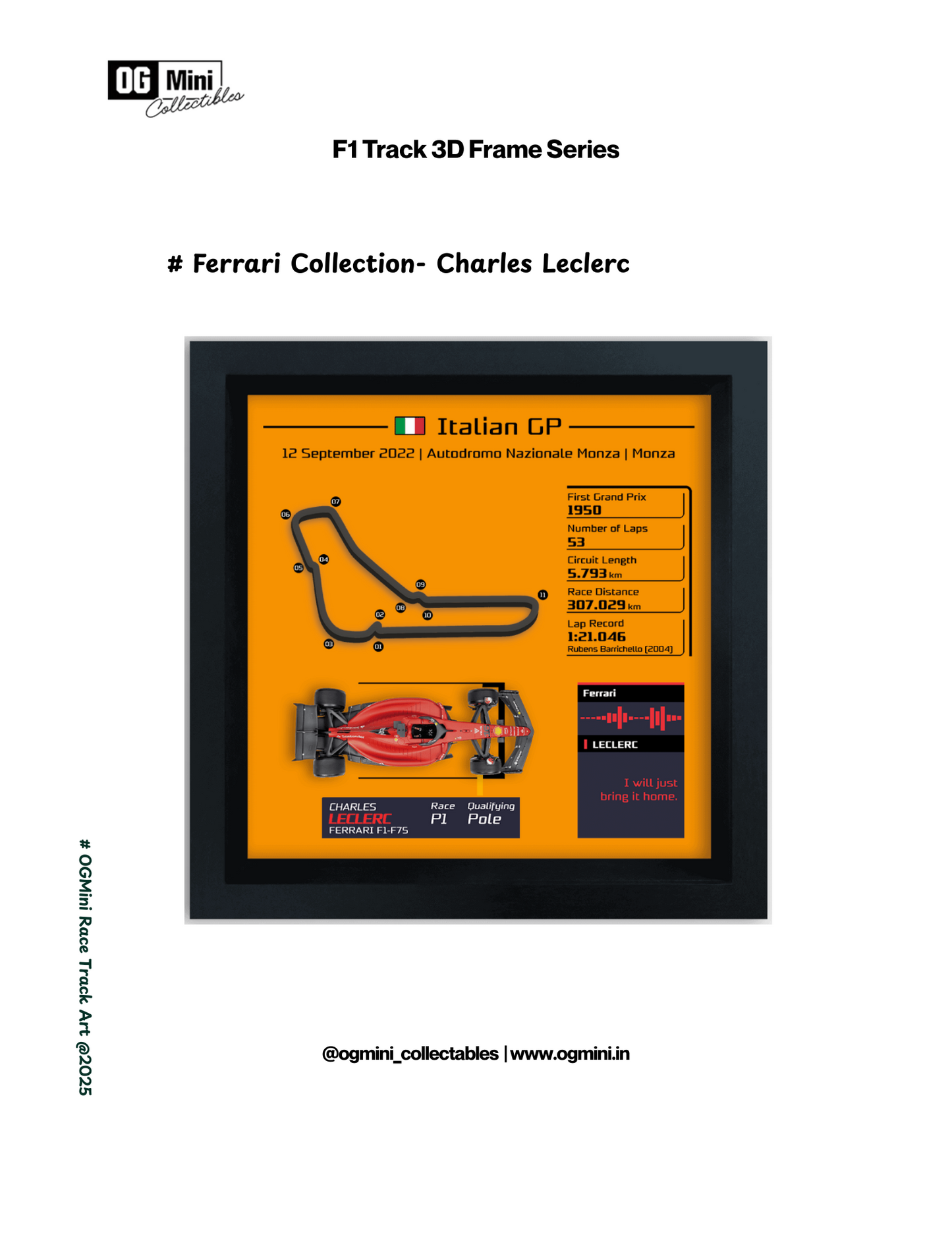 F1 Track 3D Frame Series - Ferrari Collection