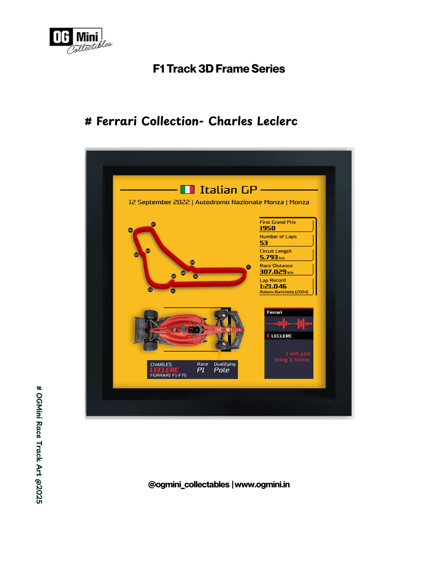 F1 Track 3D Frame Series - Ferrari Collection