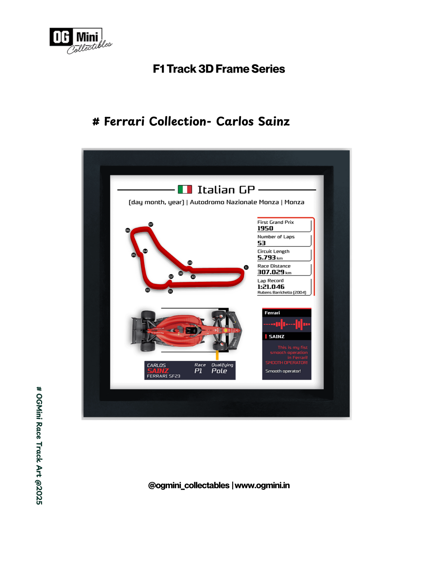 F1 Track 3D Frame Series - Ferrari Collection