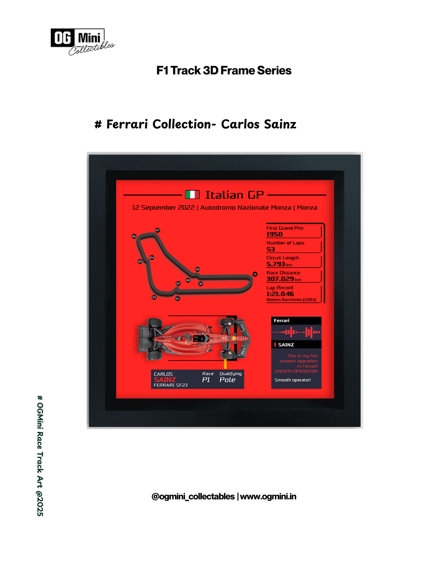 F1 Track 3D Frame Series - Ferrari Collection