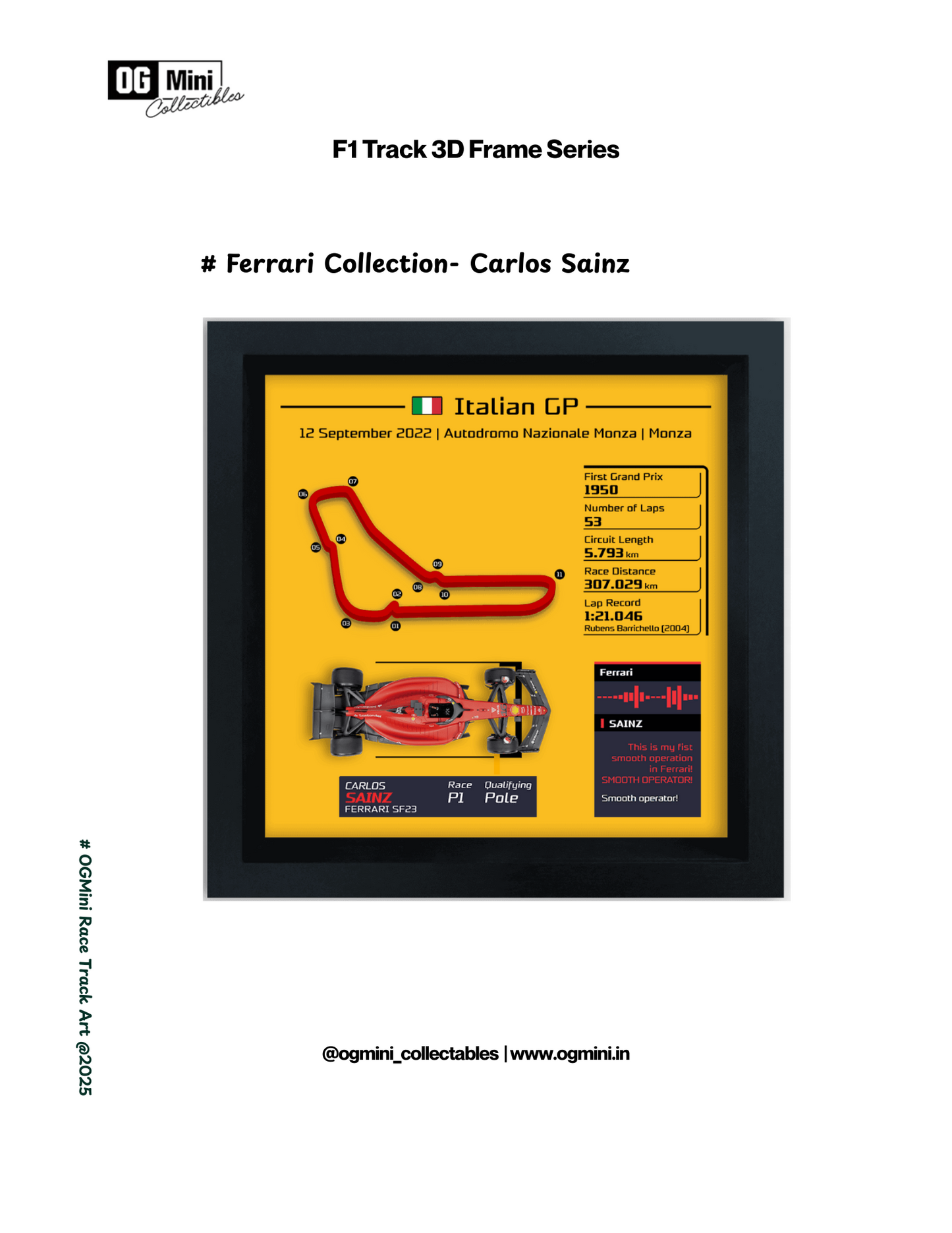 F1 Track 3D Frame Series - Ferrari Collection