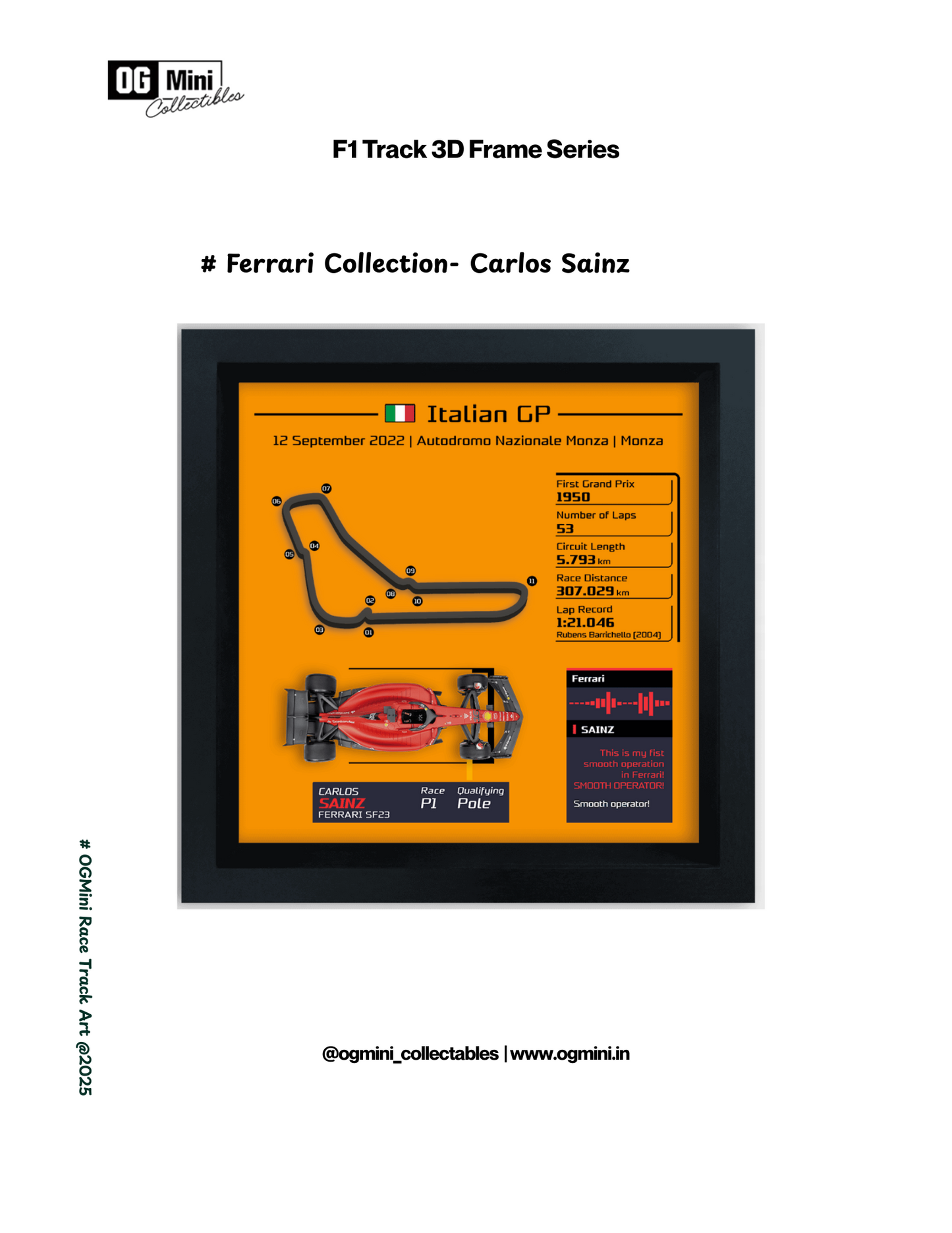 F1 Track 3D Frame Series - Ferrari Collection