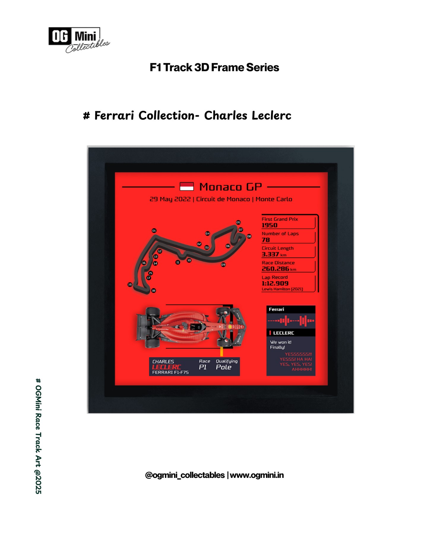 F1 Track 3D Frame Series - Ferrari Collection