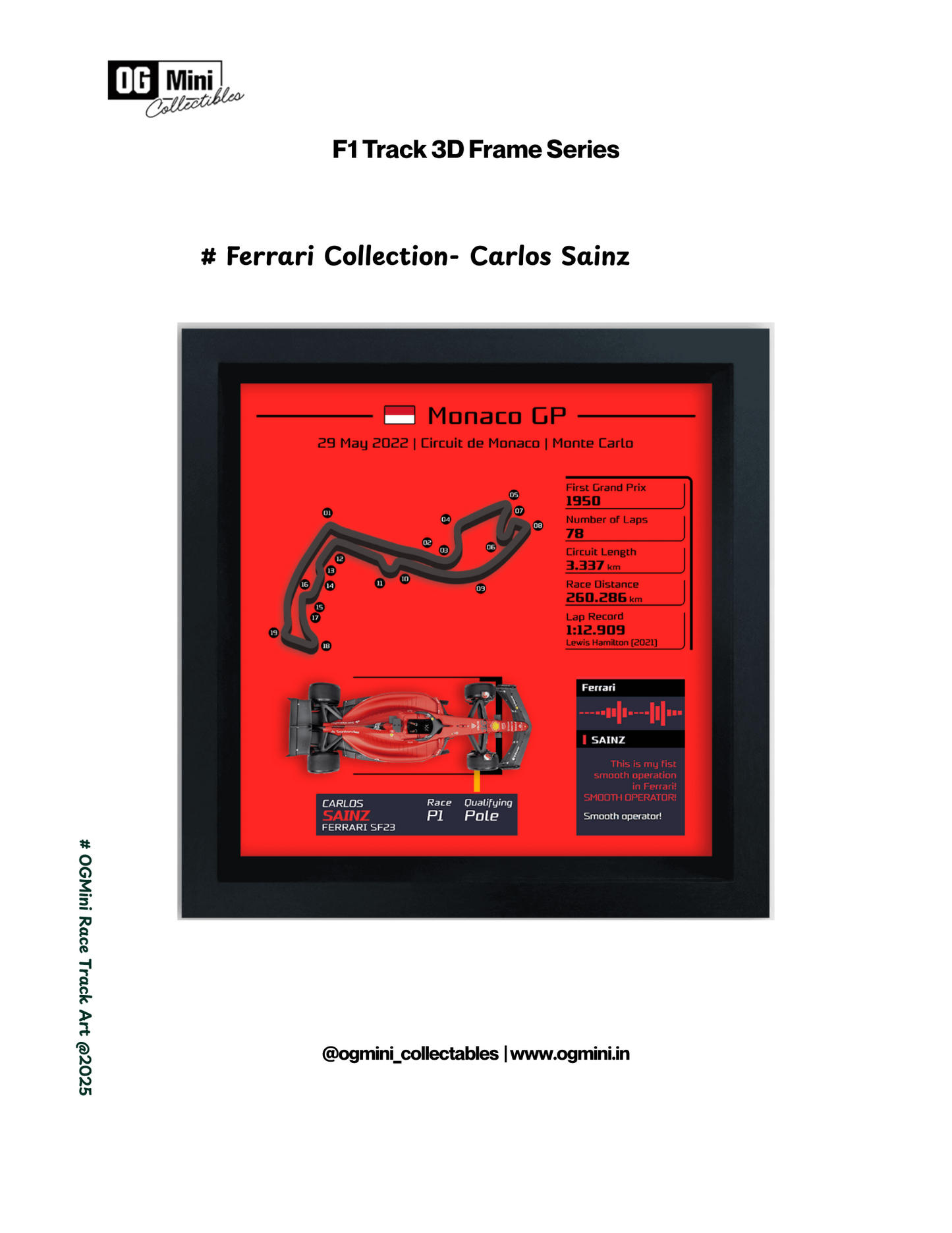 F1 Track 3D Frame Series - Ferrari Collection