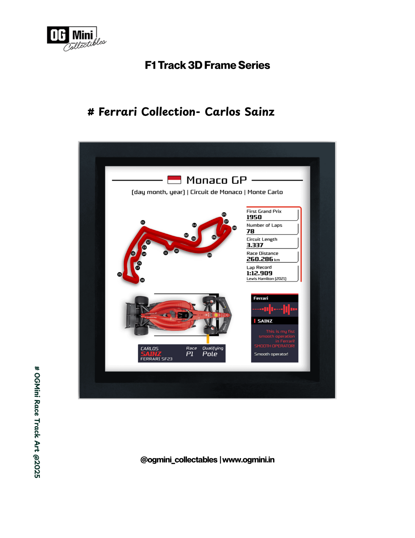 F1 Track 3D Frame Series - Ferrari Collection