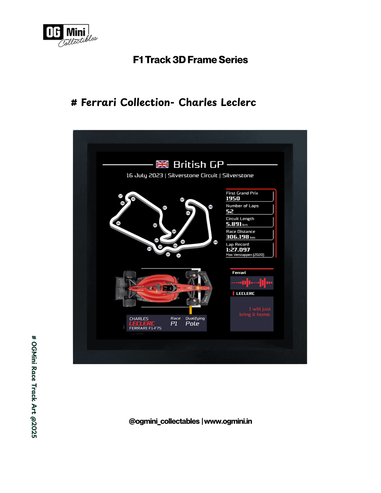 F1 Track 3D Frame Series - Ferrari Collection