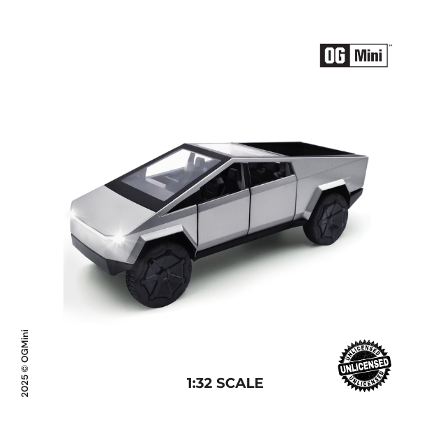 1:32 Tesla Cybertruck – Steel Titan Utility Series (Silver)