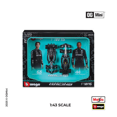 F1W15 63 George Russell & 44 LewisHamilton | 1:43 Scale | Burago