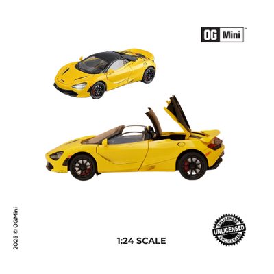 Mc Laren Super 720 Convertible Model - Yellow | 1:24 Scale |Non