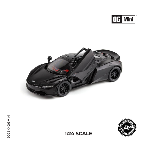 Mc Laren Super 720 Convertible Model - Black | 1:24 Scale |Non