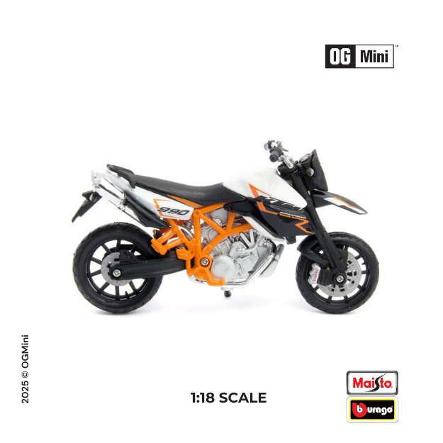 1:18 KTM 990 Supermoto R - White & Black | Bburago