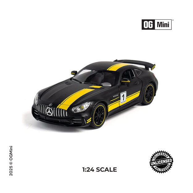 1:24 Benz GTR Smoke Black Edition Collectible – Black & Yellow