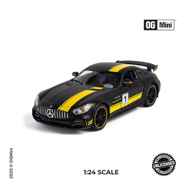 1:24 Benz GTR Smoke Black Edition Collectible – Black & Yellow