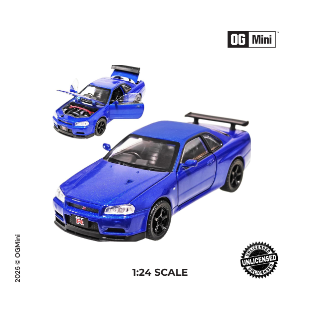 1:24 Nissan Skyline GT-R R34 – Midnight Racer, Blue Blaze